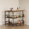 Tribesigns Bar Units*L-Shaped Bar Unit, 3 Tier Liquor Bar Table with Wine Glasses Holder