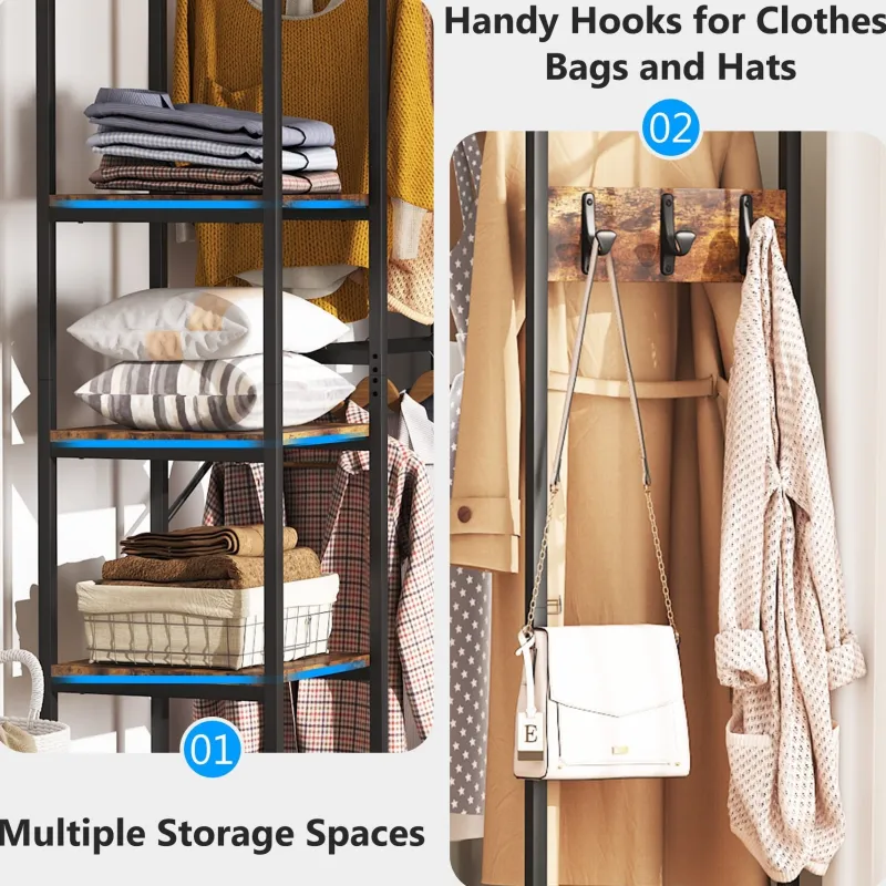 Tribesigns Closet Organizers|Clothes & Garment Racks*L-Shaped Clothes Rack, Corner Garment Rack with Storage Shelves