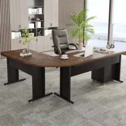 Tribesigns Desks*L-Shaped Desk, 83" Corner Executive Desk with Mobile File Cabinet
