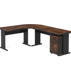 Tribesigns Desks*L-Shaped Desk, 83" Corner Executive Desk with Mobile File Cabinet