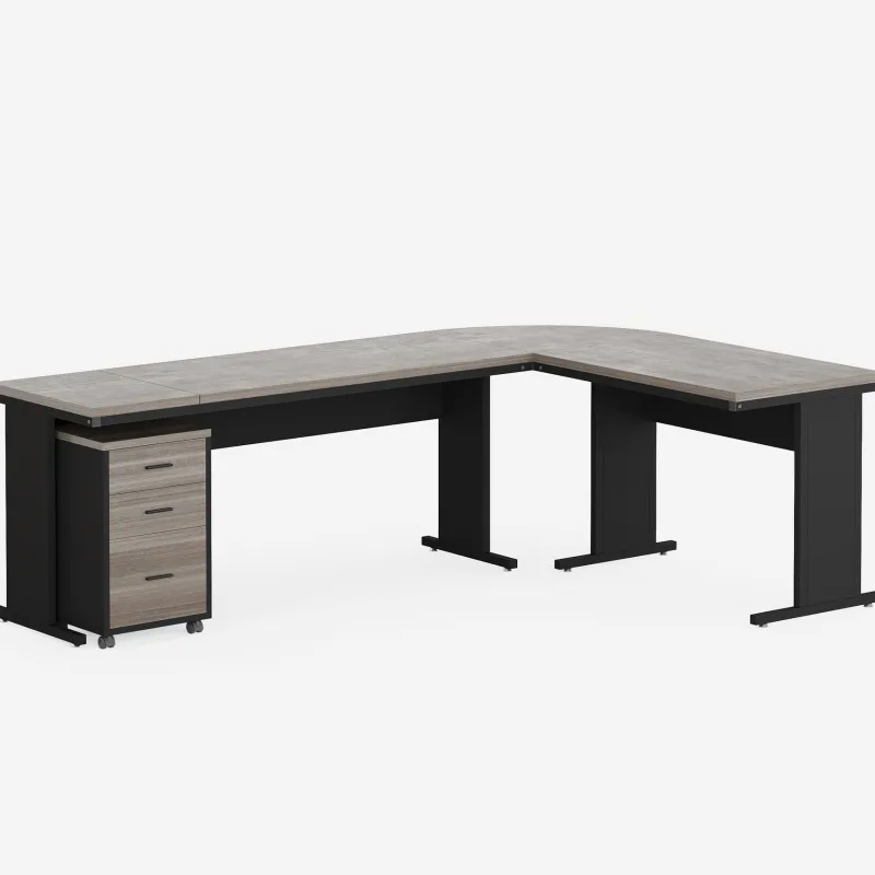 Tribesigns Desks*L-Shaped Desk, 83" Corner Executive Desk with Mobile File Cabinet