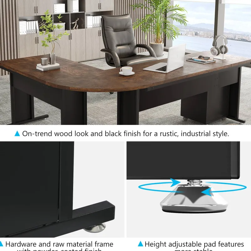 Tribesigns Desks*L-Shaped Desk, 83" Corner Executive Desk with Mobile File Cabinet