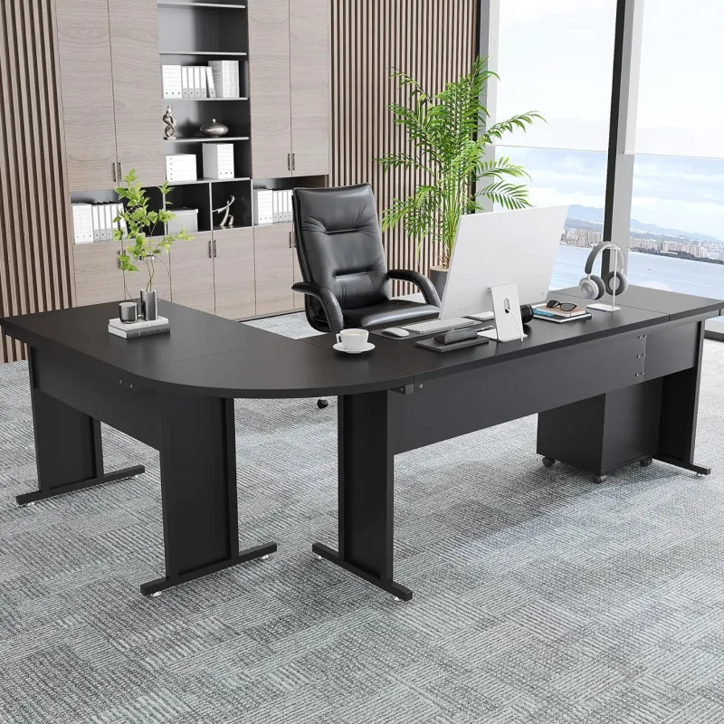 Tribesigns Desks*L-Shaped Desk, 83" Corner Executive Desk with Mobile File Cabinet