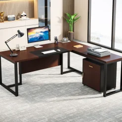 Tribesigns Desks*L-Shaped Desk, 70.8’’ Executive Desk with Mobile File Cabinet