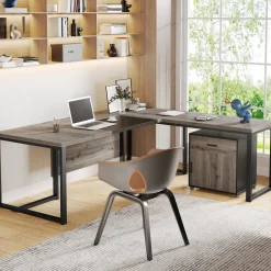Tribesigns Desks*L-Shaped Desk, 70.8’’ Executive Desk with Mobile File Cabinet