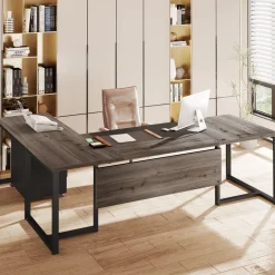 Tribesigns Desks*L-Shaped Desk, 70.8’’ Executive Desk with Mobile File Cabinet