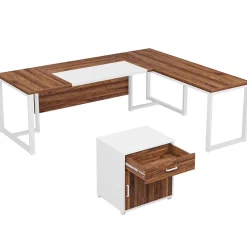Tribesigns Desks*L-Shaped Desk, 70.8’’ Executive Desk with Mobile File Cabinet