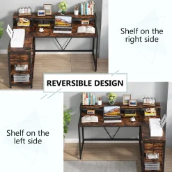 Tribesigns Desks*L-Shaped Desk, Industrial Corner Desk with Drawer & Storage Shelves
