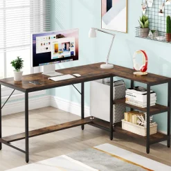 Tribesigns Desks*L-Shaped Desk, Reversible Corner Computer Desk with Storage Shelves