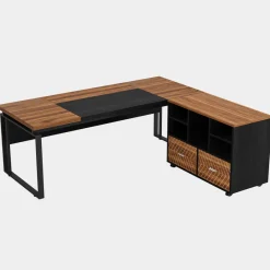 Tribesigns Desks*L-Shaped Executive Desk, 63" Computer Desk with Mobile File Cabinet