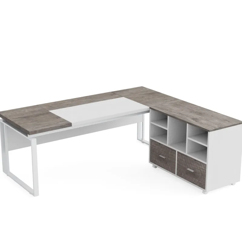 Tribesigns Desks*L-Shaped Executive Desk, 63" Computer Desk with Mobile File Cabinet
