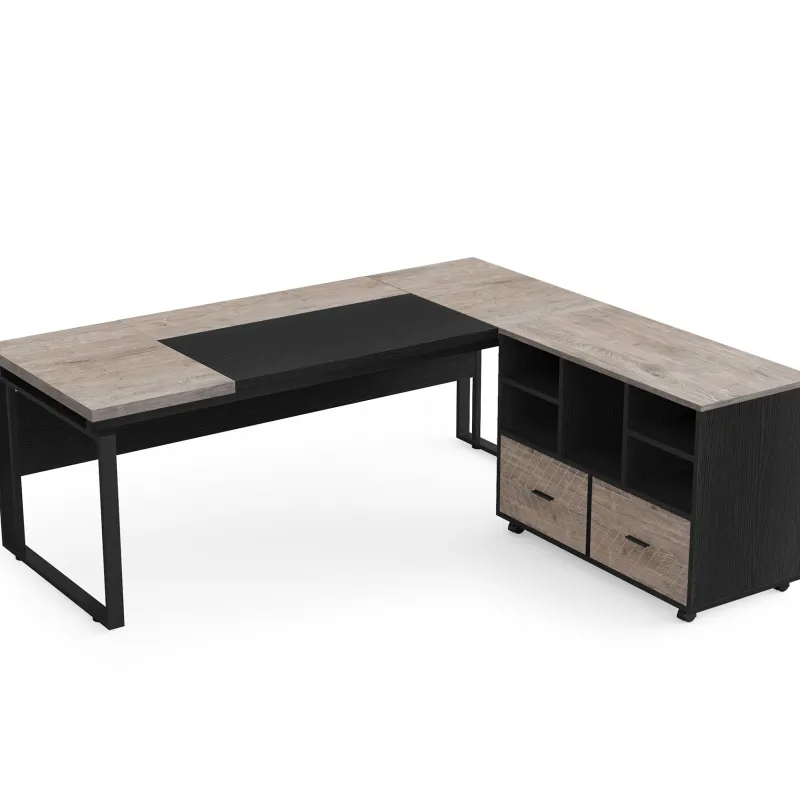 Tribesigns Desks*L-Shaped Executive Desk, 63" Computer Desk with Mobile File Cabinet