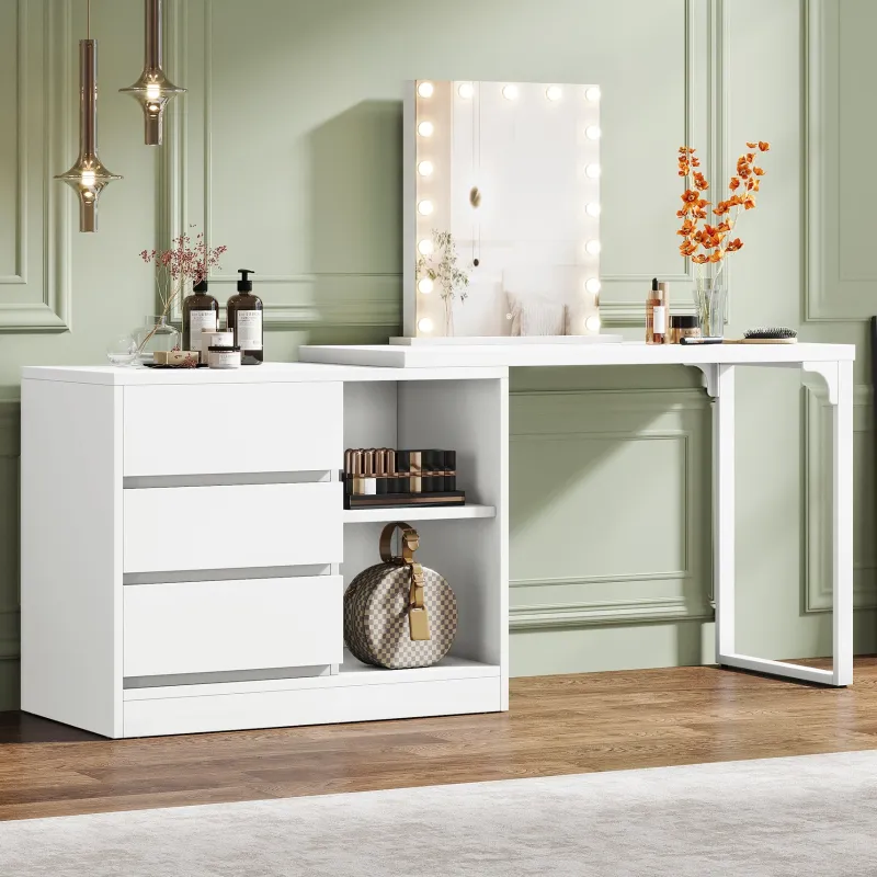 Tribesigns Makeup Vanities*Makeup Vanity, Dressing Table With 3 Drawers And Storage Shelves