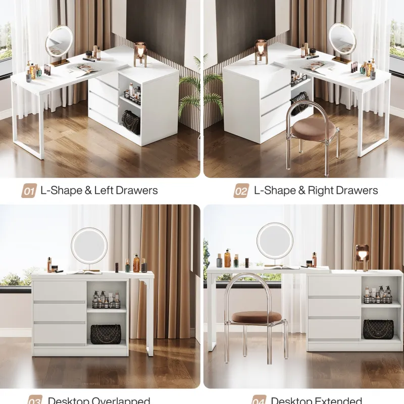 Tribesigns Makeup Vanities*Makeup Vanity, Dressing Table With 3 Drawers And Storage Shelves