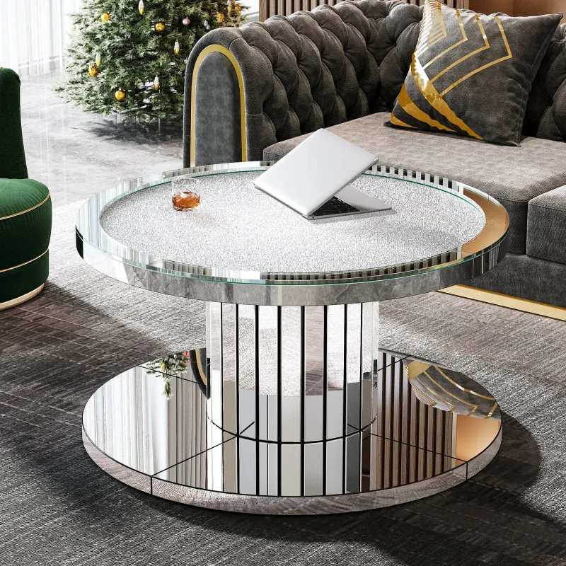 Tribesigns Coffee Tables*Mirrored Coffee Table, 29.5" Center Table 2 - Tier Snack Table