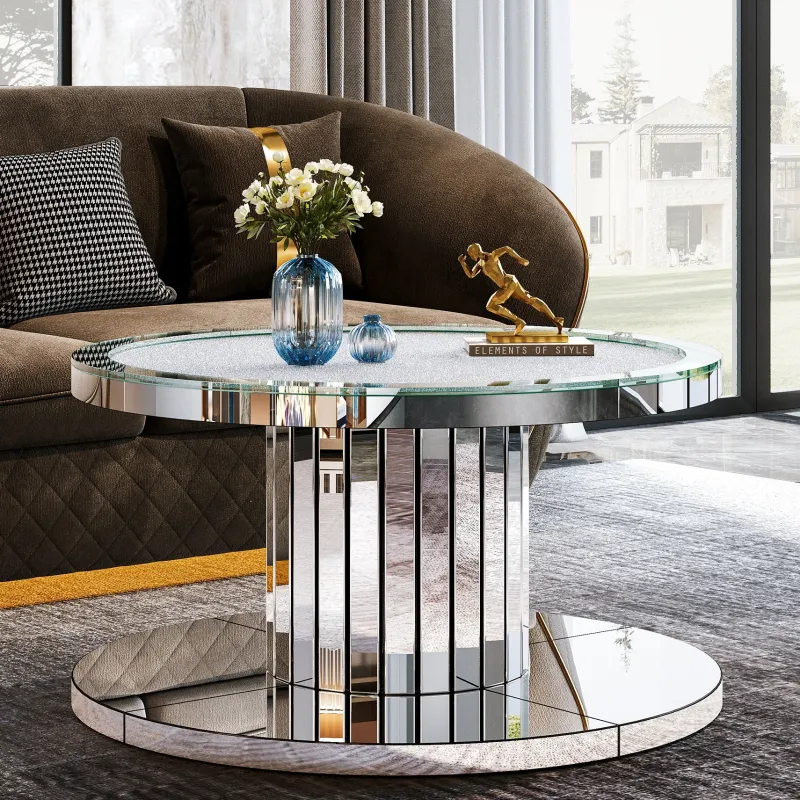 Tribesigns Coffee Tables*Mirrored Coffee Table, 29.5" Center Table 2 - Tier Snack Table