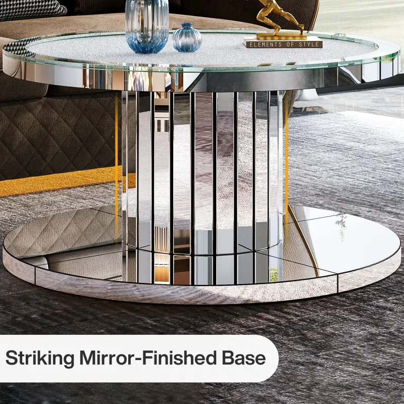 Tribesigns Coffee Tables*Mirrored Coffee Table, 29.5" Center Table 2 - Tier Snack Table