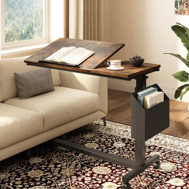 Tribesigns End & Side Tables*Mobile C Table, Height Adjustable End Table Sofa Snack Table