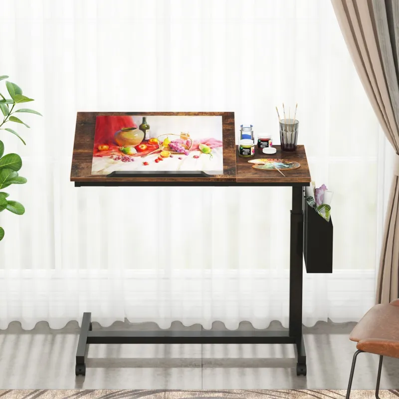 Tribesigns End & Side Tables*Mobile C Table, Height Adjustable End Table Sofa Snack Table