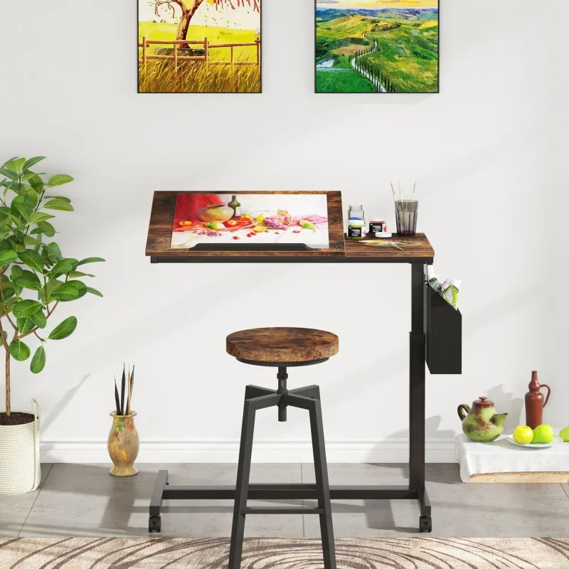 Tribesigns End & Side Tables*Mobile C Table, Height Adjustable End Table Sofa Snack Table