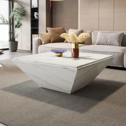 Tribesigns Coffee Tables*Modern Coffee Table, 35.43" Center Table with Faux Marble Top