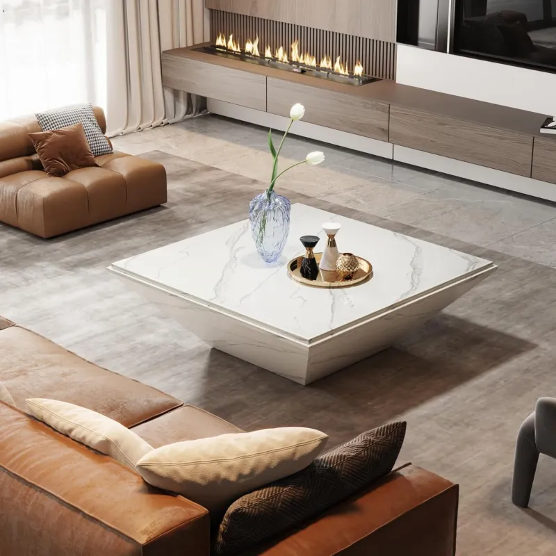 Tribesigns Coffee Tables*Modern Coffee Table, 35.43" Center Table with Faux Marble Top