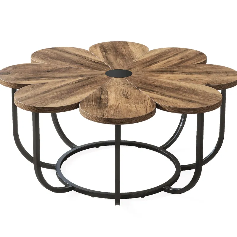 Tribesigns Coffee Tables*Modern Coffee Table, Flower - Shaped Center Table with Faux Marble Tabletop