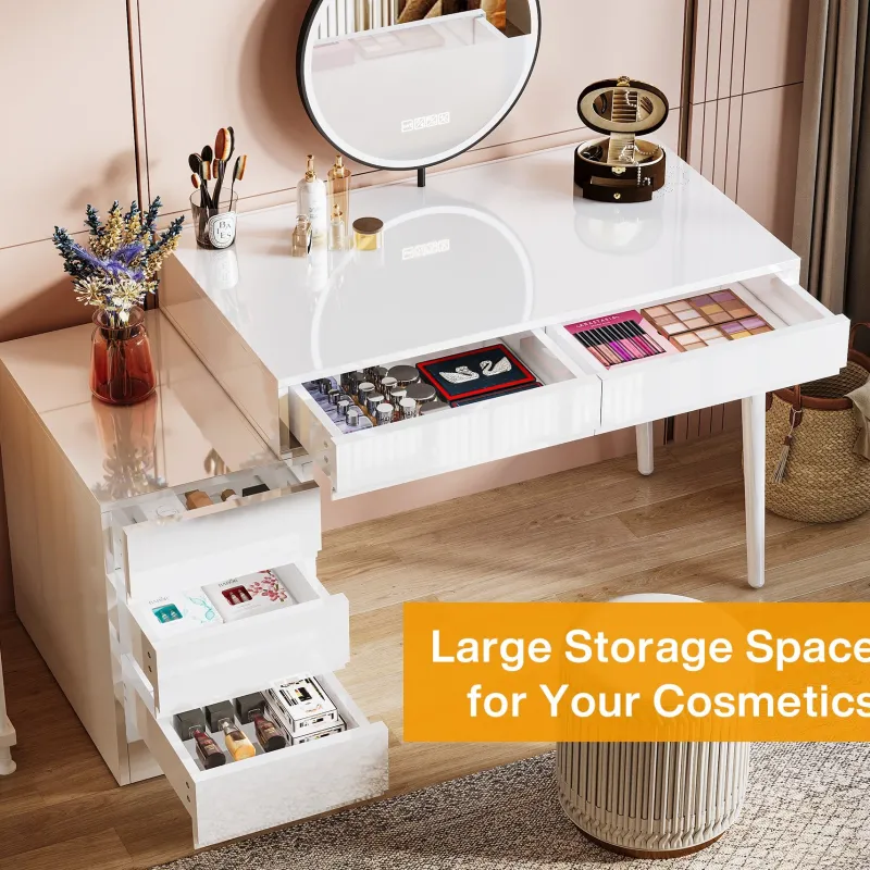 Tribesigns Desks*Modern Computer Desk Home Office Desk with 5 Storage Drawers