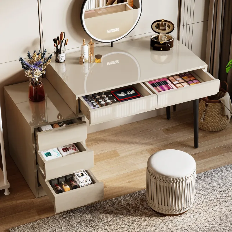 Tribesigns Desks*Modern Computer Desk Home Office Desk with 5 Storage Drawers