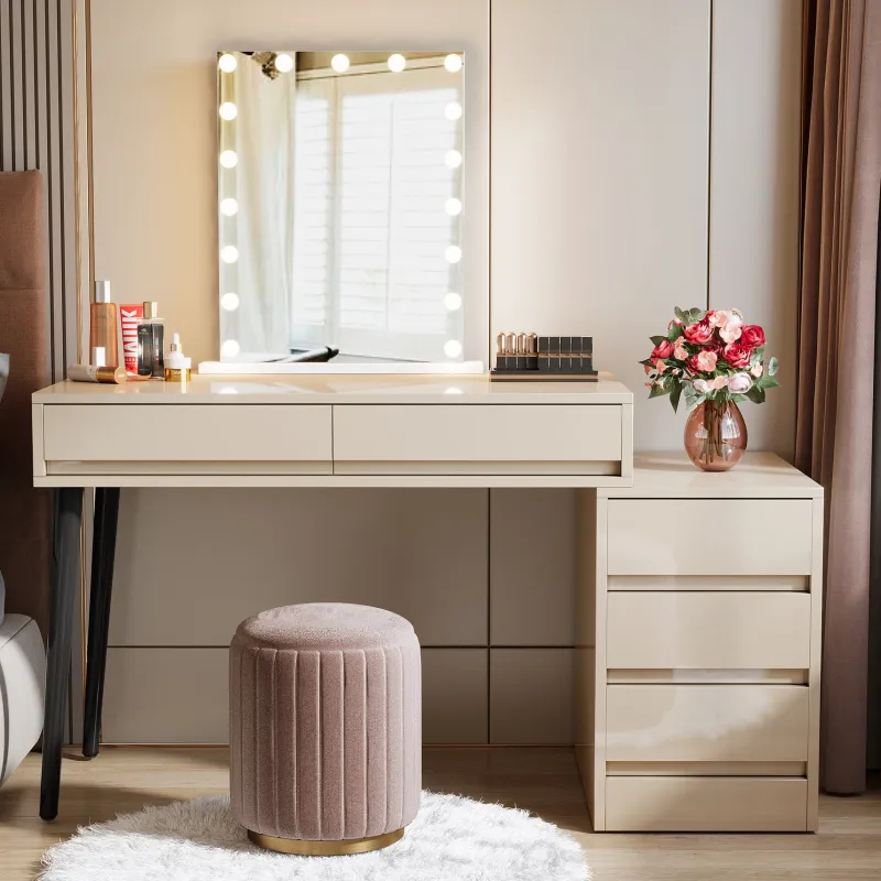 Tribesigns Desks*Modern Computer Desk Home Office Desk with 5 Storage Drawers