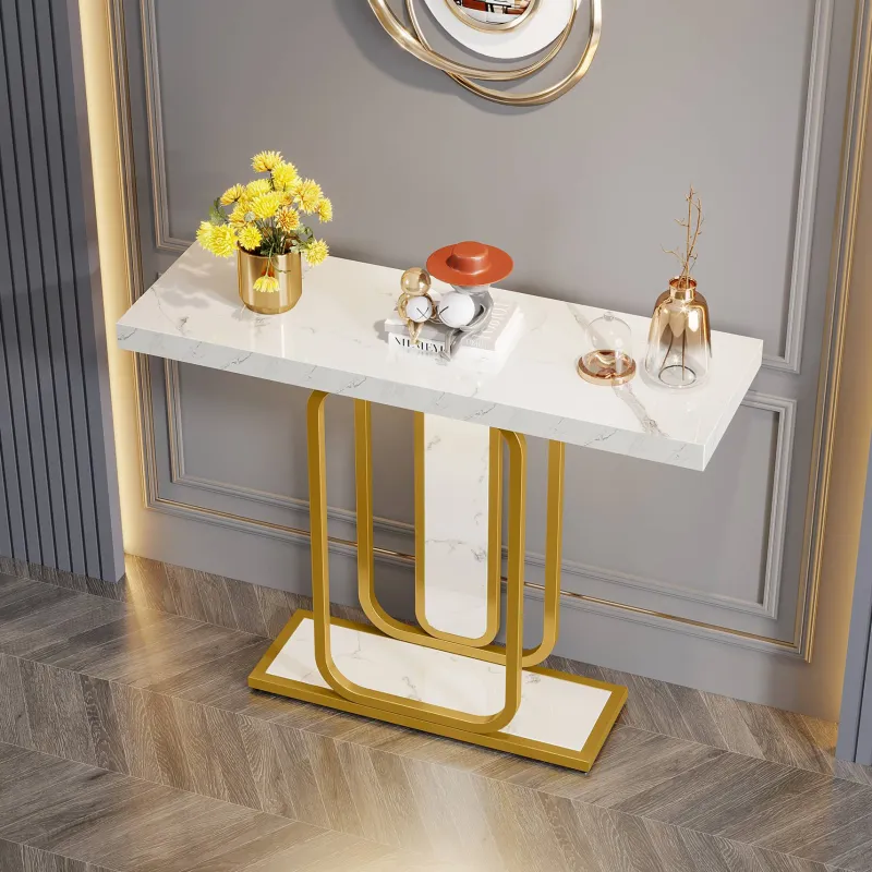 Tribesigns Console Tables|Console Tables*Modern Console Table, 41" Faux Marble Sofa Table with LED Lights