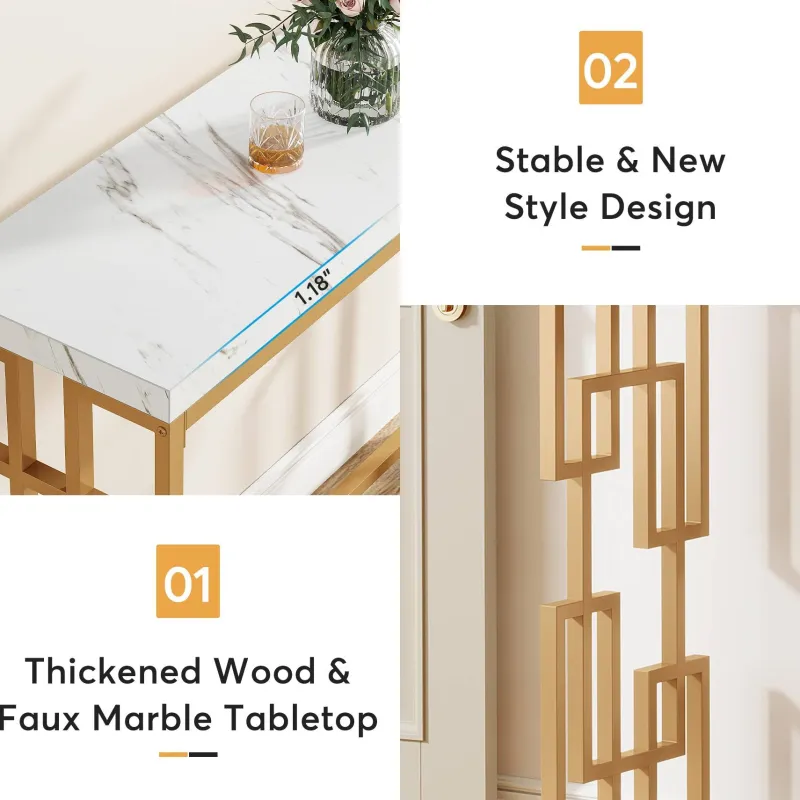 Tribesigns Console Tables|Console Tables*Modern Console Table, 42.5" Sofa Foyer Table with Faux Marble Tabletop