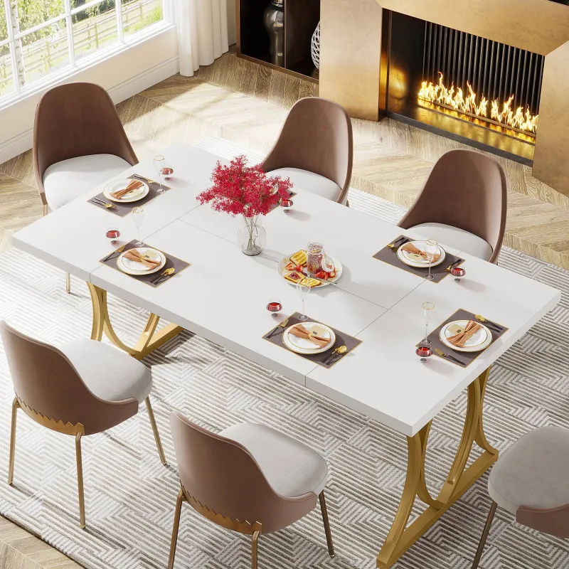 Tribesigns Dining Tables*Modern Dining Table, Rectangle Kitchen Table Dinner Table for 6 People
