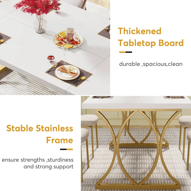 Tribesigns Dining Tables*Modern Dining Table, Rectangle Kitchen Table Dinner Table for 6 People