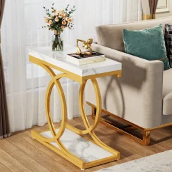Tribesigns End & Side Tables*Modern End Table, Faux Marble Side Table Bedside Accent Table