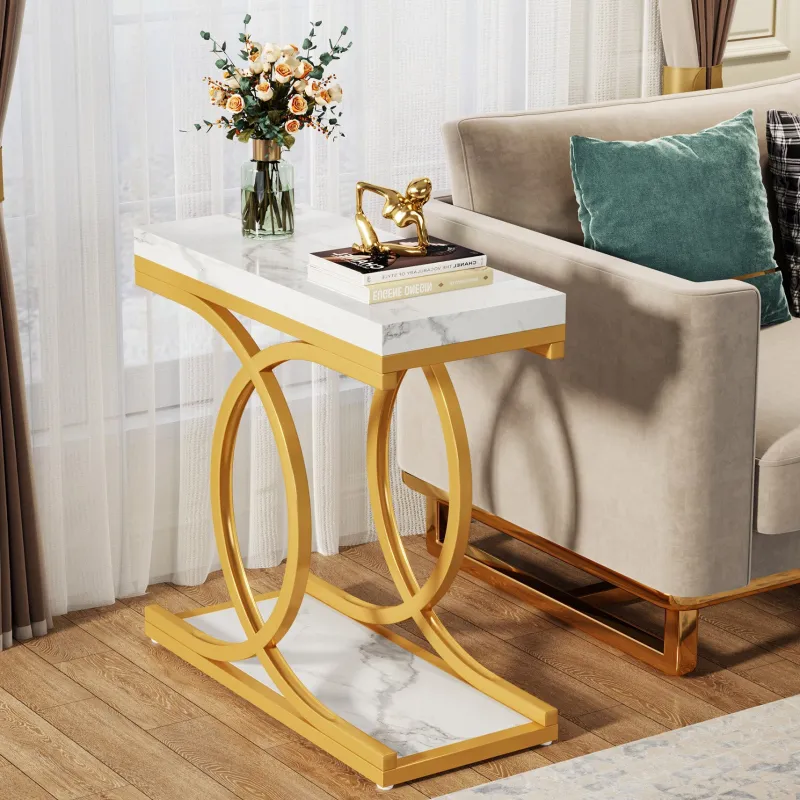 Tribesigns End & Side Tables*Modern End Table, Faux Marble Side Table Bedside Accent Table