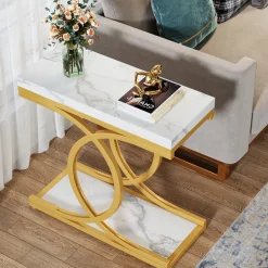 Tribesigns End & Side Tables*Modern End Table, Faux Marble Side Table Bedside Accent Table