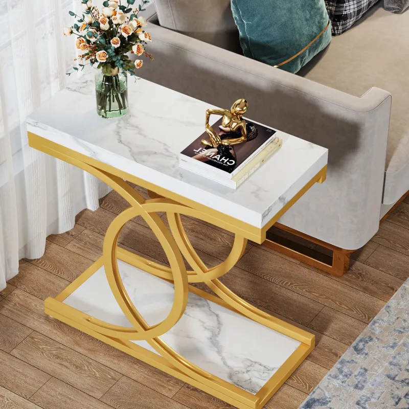 Tribesigns End & Side Tables*Modern End Table, Faux Marble Side Table Bedside Accent Table