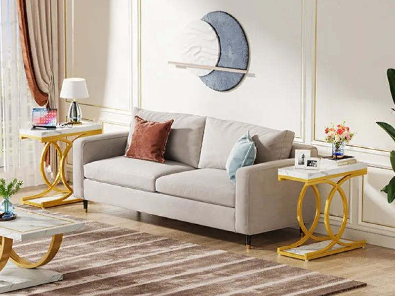 Tribesigns End & Side Tables*Modern End Table, Faux Marble Side Table Bedside Accent Table
