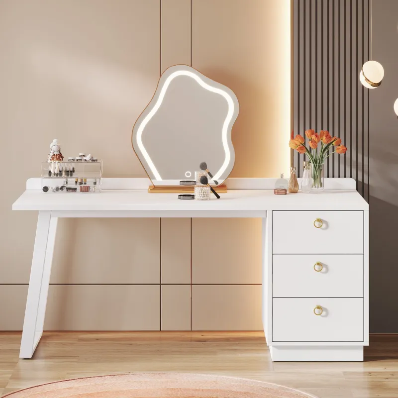 Tribesigns Makeup Vanities*Modern Makeup Vanity Desk, 55" Dressing Table with 3 Drawers(Without Mirror)