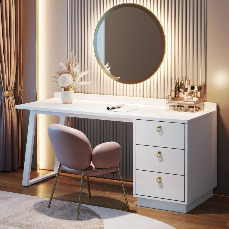 Tribesigns Makeup Vanities*Modern Makeup Vanity Desk, 55" Dressing Table with 3 Drawers(Without Mirror)