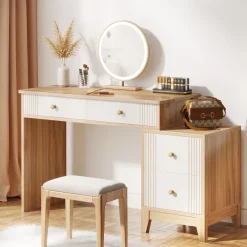 Tribesigns Makeup Vanities*Modern Makeup Vanity Dressing Table with 4 Large Drawers(Without Mirror & Stool)