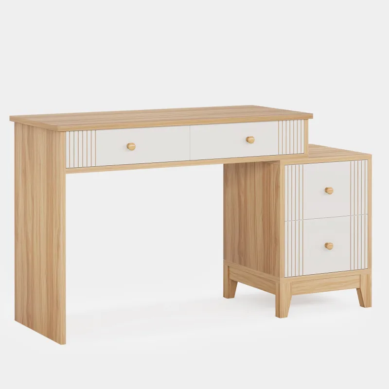 Tribesigns Makeup Vanities*Modern Makeup Vanity Dressing Table with 4 Large Drawers(Without Mirror & Stool)