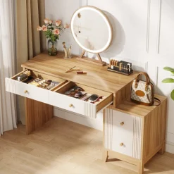 Tribesigns Makeup Vanities*Modern Makeup Vanity Dressing Table with 4 Large Drawers(Without Mirror & Stool)