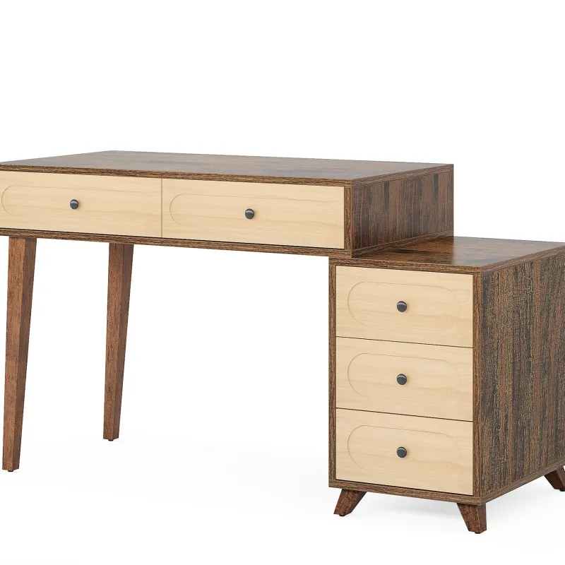 Tribesigns Makeup Vanities*Modern Makeup Vanity Table, Dressing Table Set with 5 Drawers (Without Mirror & Stool)