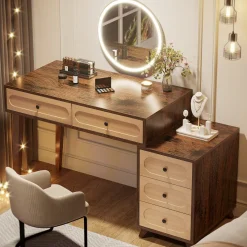 Tribesigns Makeup Vanities*Modern Makeup Vanity Table, Dressing Table Set with 5 Drawers (Without Mirror & Stool)