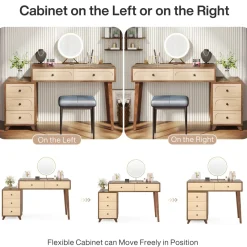 Tribesigns Makeup Vanities*Modern Makeup Vanity Table, Dressing Table Set with 5 Drawers (Without Mirror & Stool)