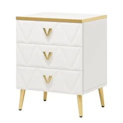 Tribesigns Nightstands*Modern Nightstand, Wooden Bedside Table with 3 Drawers(2PCS)