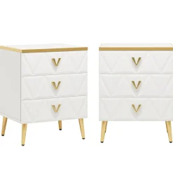 Tribesigns Nightstands*Modern Nightstand, Wooden Bedside Table with 3 Drawers(2PCS)