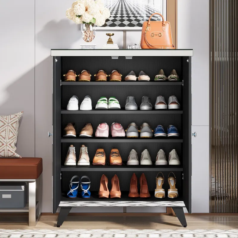 Tribesigns Shoe Racks & Cabinets|Shoe Racks & Cabinets*Modern Shoe Cabinet Entryway Shoe Organizer with Mirrored Doors